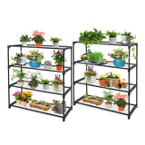 EAGLE PEAK Greenhouse Shelving Staging Double 4 Tier, Outdoor / Indoor Plant Shelves, 35" x 12" x 42", Green