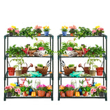 EAGLE PEAK Greenhouse Shelving Staging Double 4 Tier, Outdoor / Indoor Plant Shelves, 30" x 12" x 42", Green