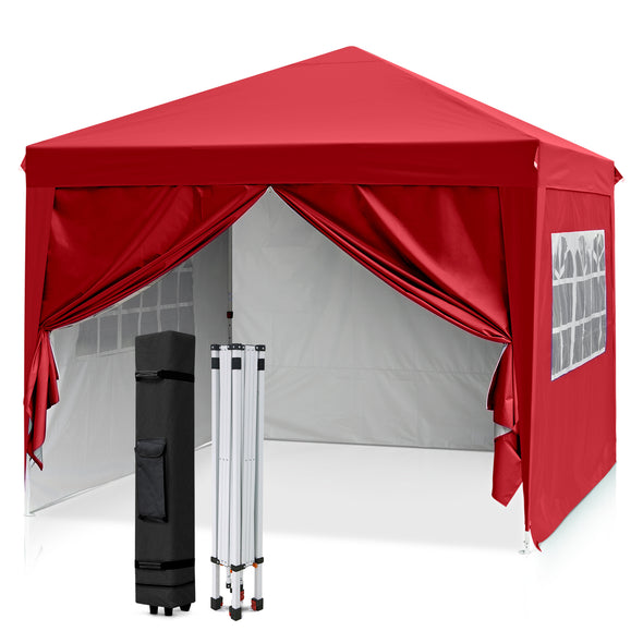EAGLE PEAK 10x10 Pop Up Canopy Tent with 4 Side Walls, Easy Set up Shelter with 100 Square Feet of Shade, Blue / Red / Gray / White / Black