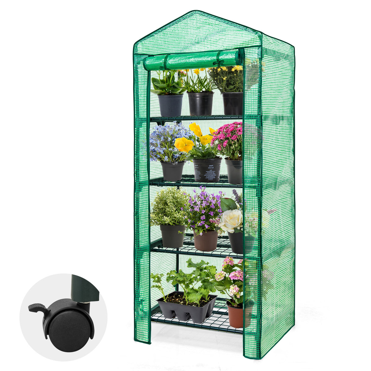 EAGLE PEAK Mini Rolling Greenhouse w/ Caster Wheels, 3-Tier or 4-Tier Portable Rack Shelves